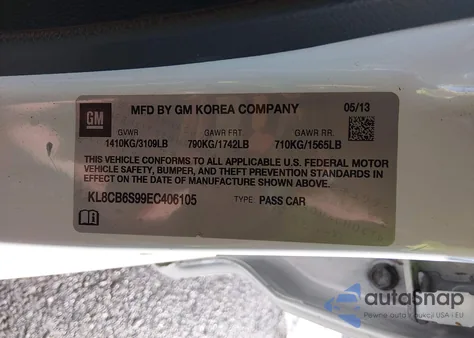 2014 Chevrolet Spark Ls Auto from USA, damaged, VIN KL8CB6S99EC406105